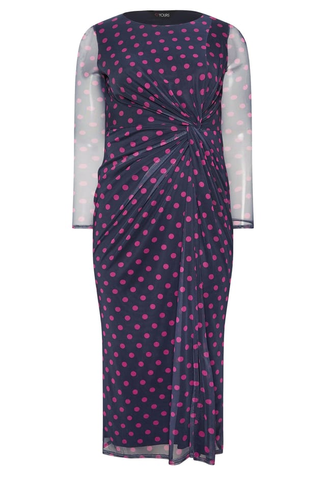 Yours Yours Women's Polka Dot Maxi Dress in Dark Blue - 2