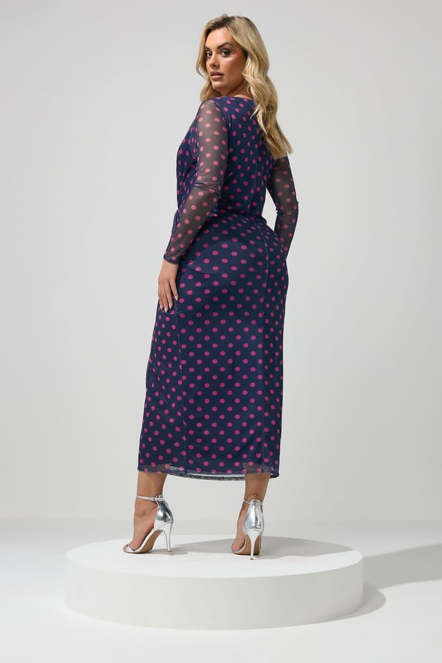 Yours Yours Women's Polka Dot Maxi Dress in Dark Blue - 3