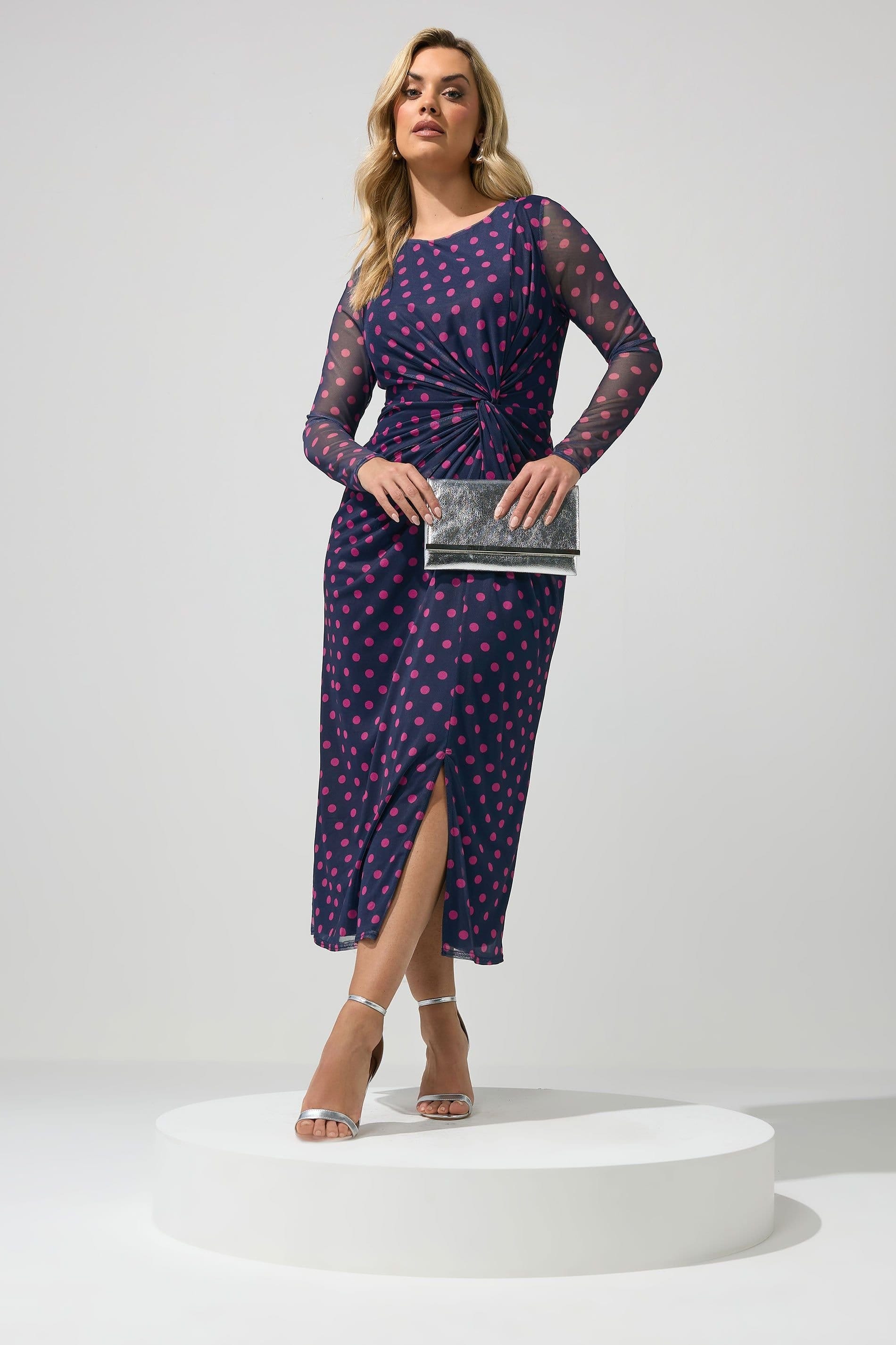 Yours Yours Women's Polka Dot Maxi Dress in Dark Blue - 4