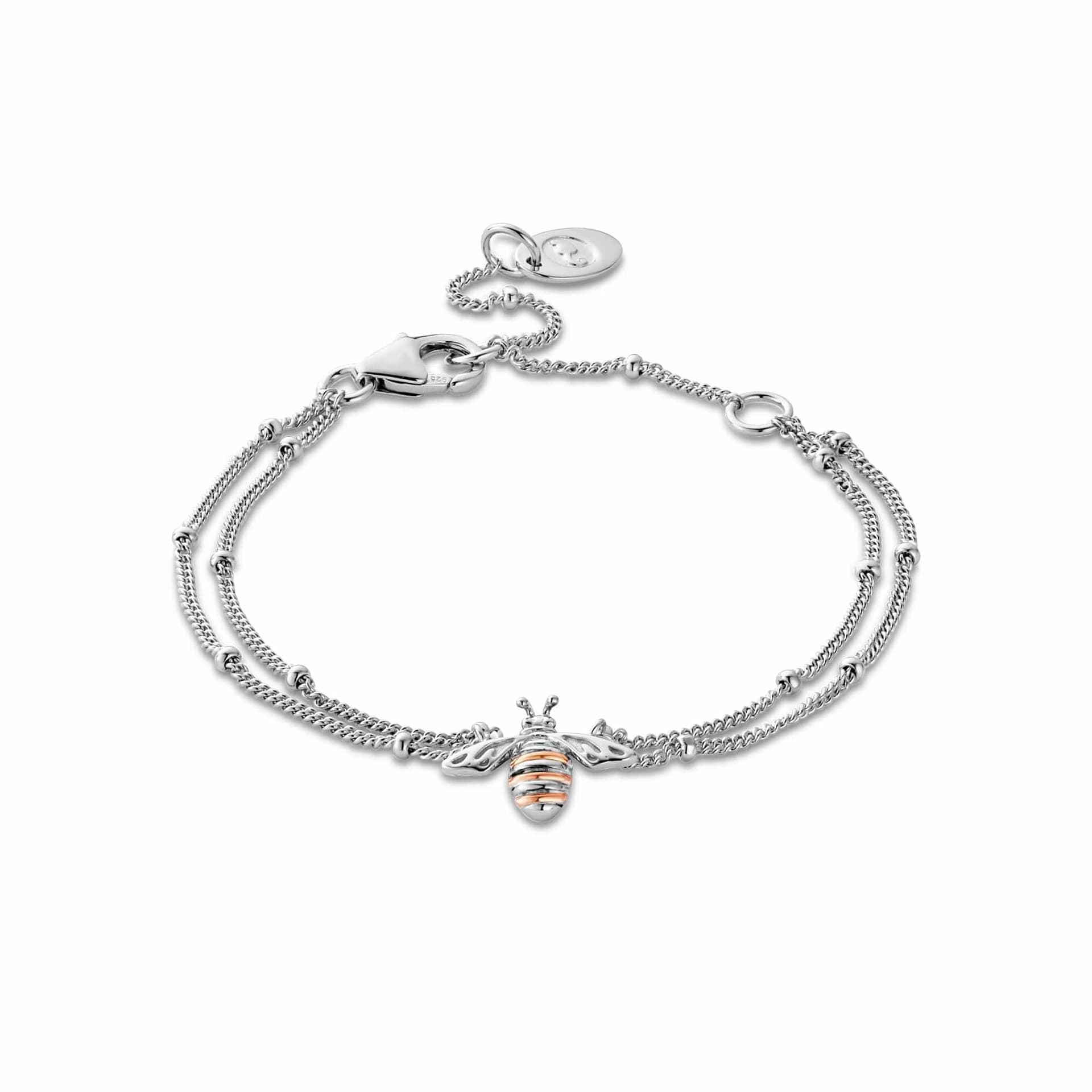 Clogau Clogau Women's Nature's Wonder Sterling Silver Honey Bee Double-Chain Bracelet in Metallics