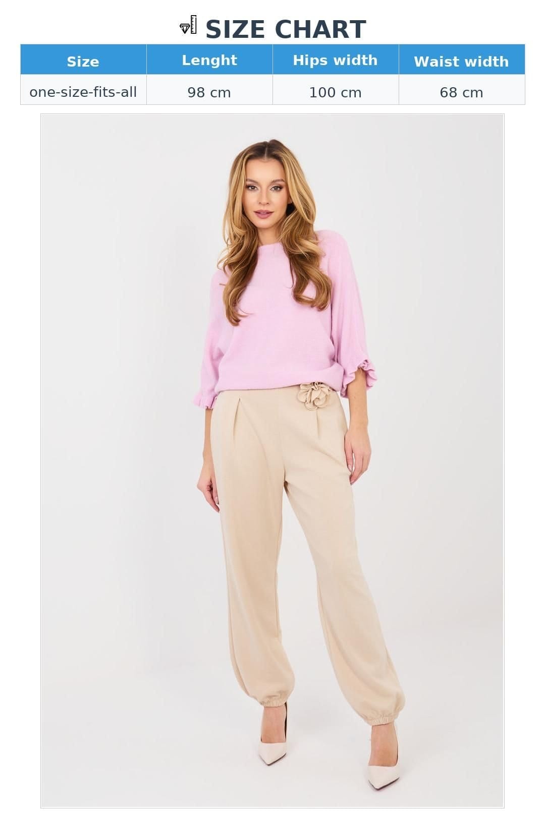Love Lace Love Lace Women's Elegant Butter Soft Jogger Trousers with Brooch Style 224395 in Beige - 4