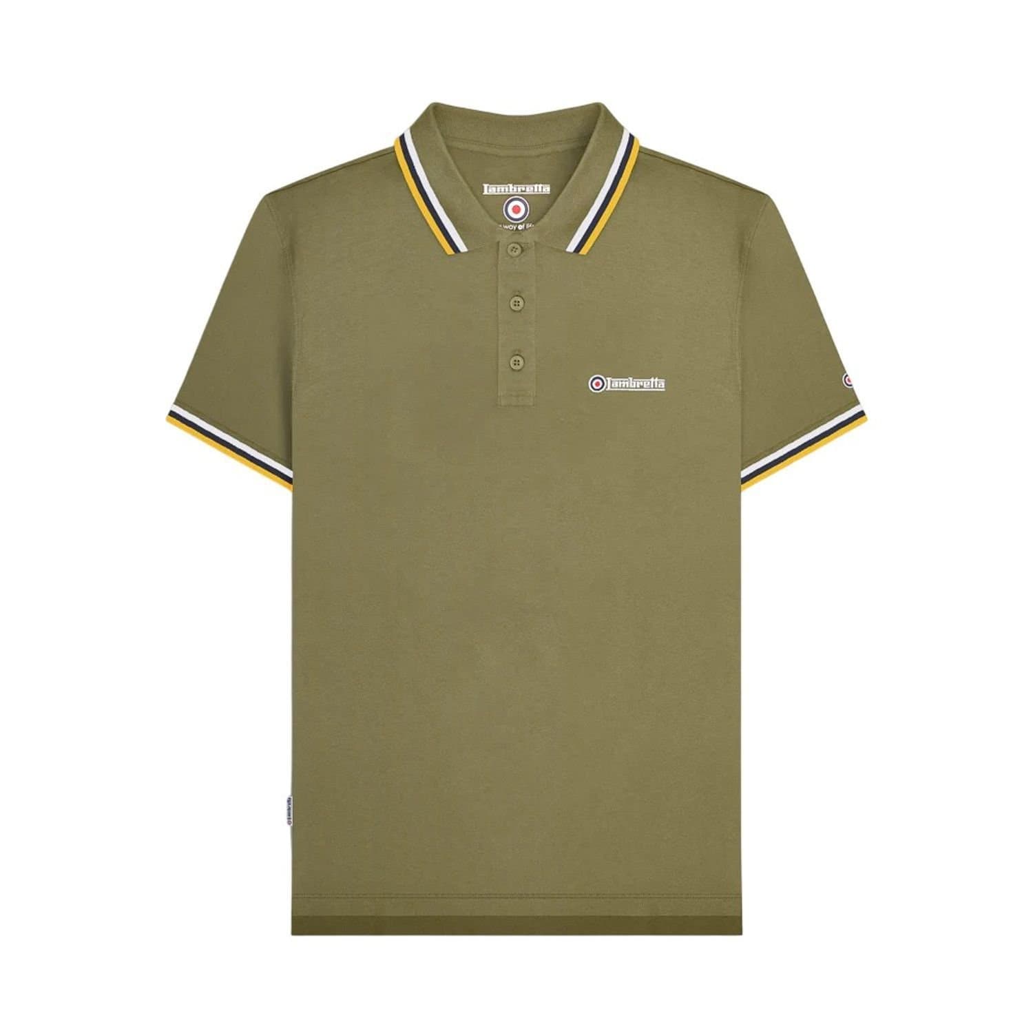 Lambretta Lambretta Men's Triple Tipped Polo Shirt in Khaki