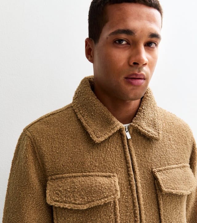 New Look Men's Brown Regular Fit Boucle Texture Jacket New Look - 2