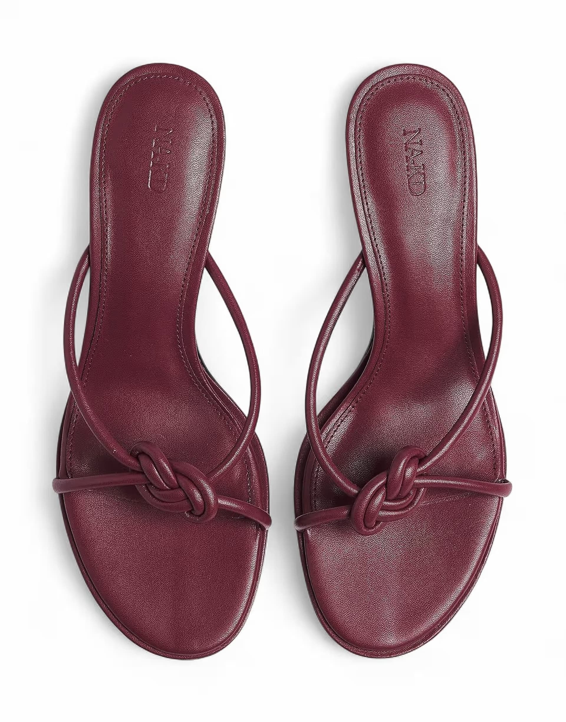 ASOS NA-KD Knot detail heels in burgundy