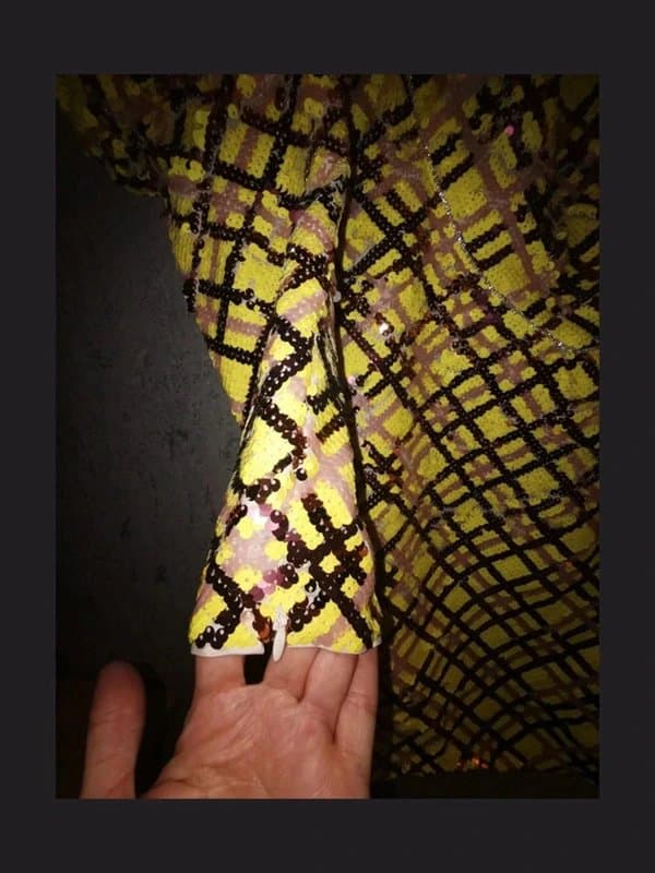 ASOS Asos Luxe sequin puff shoulder sleeve dress yellow black gold uk 10-12 christmas party cocktail