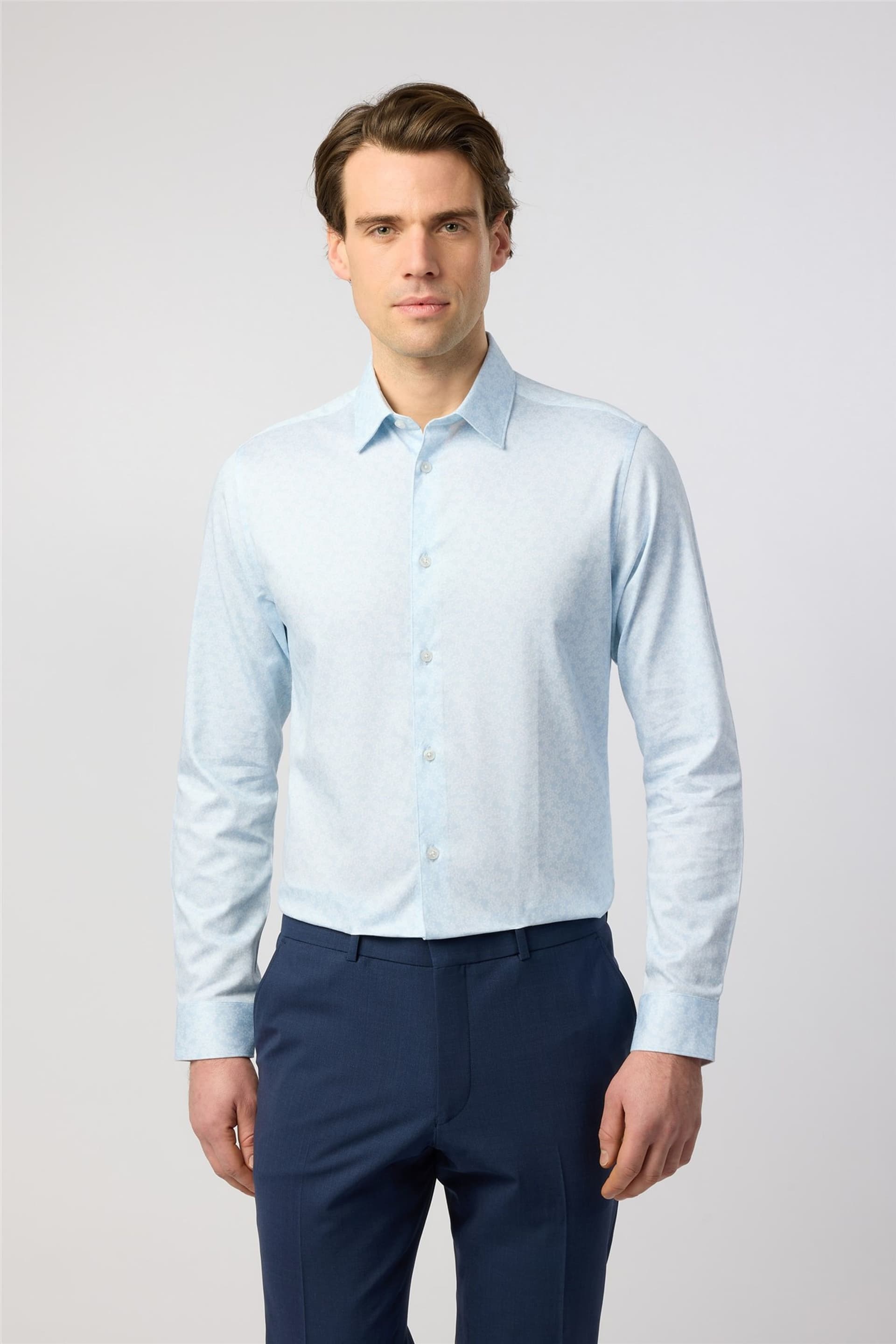 Ted Baker Ted Baker Men's Long Sleeve Slim Fit Formal Shirt in Baby Blue