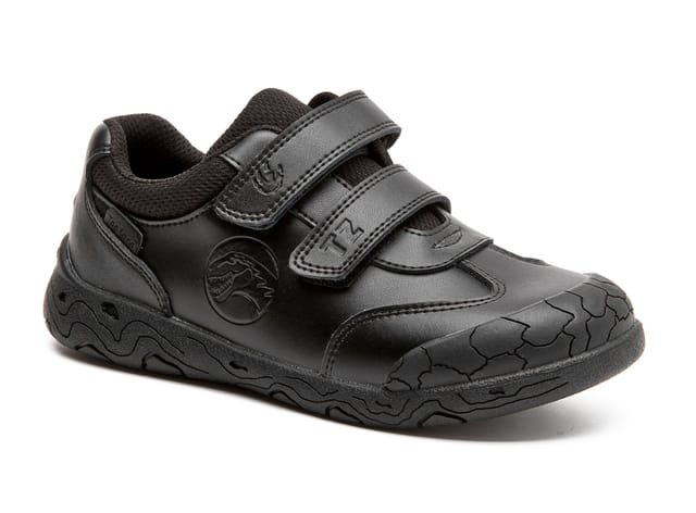 ToeZone ToeZone Men's Caleb Rubber Rip Tape Black Dinosaur School Shoes - 2