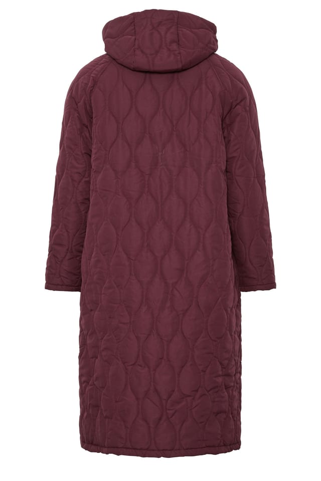 Evans Evans Women's Quilted Longline Coat in Burgundy - 3