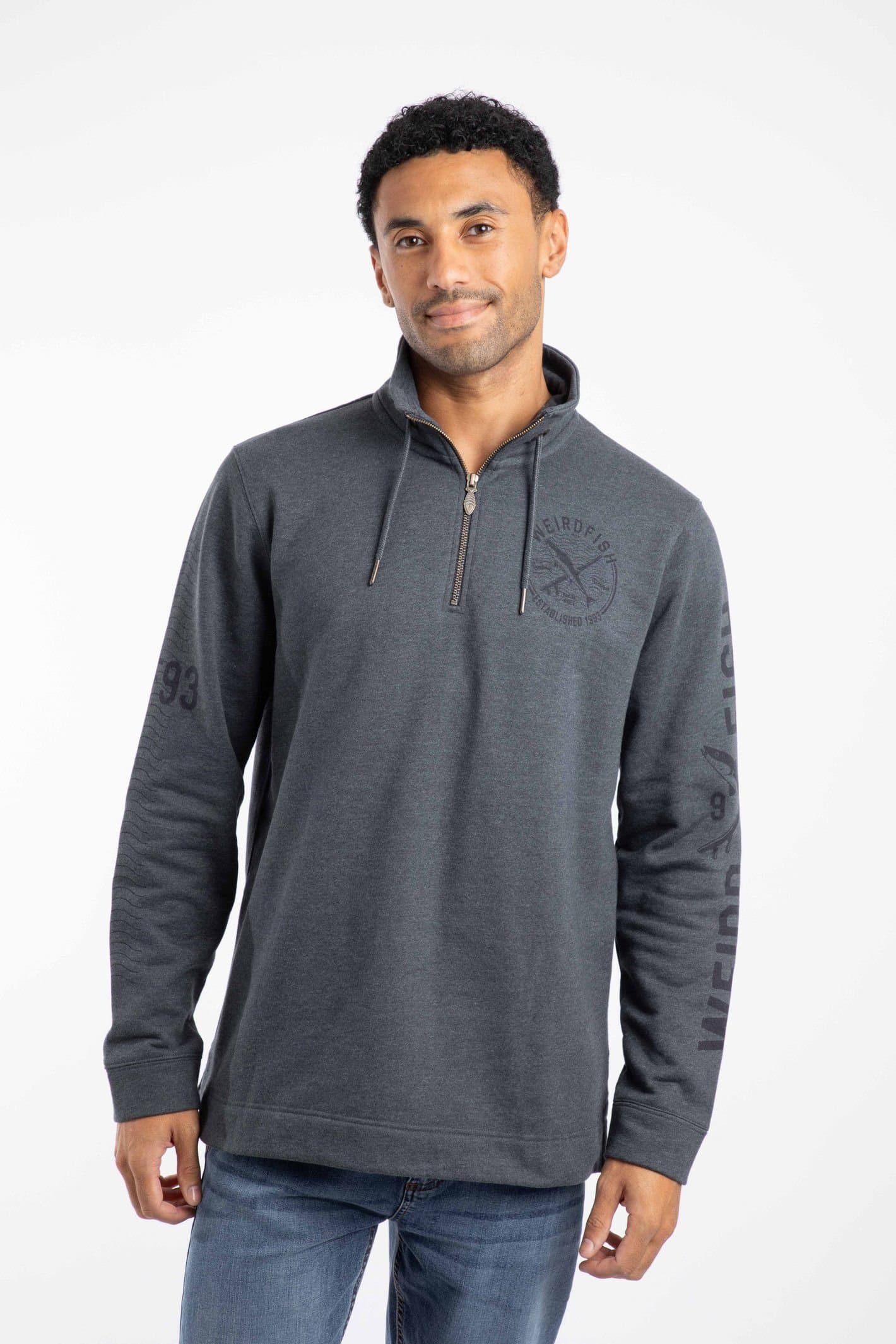 Weird Fish Weird Fish Men's Oakville 1/4 Zip Graphic Sweatshirt in Navy