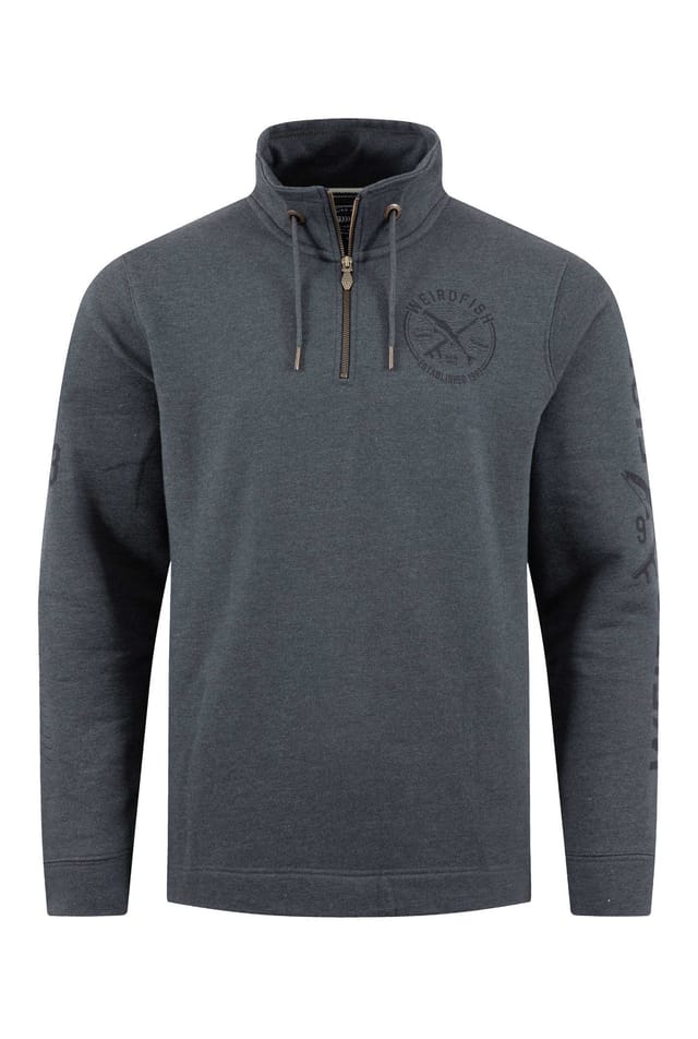 Weird Fish Weird Fish Men's Oakville 1/4 Zip Graphic Sweatshirt in Navy - 2