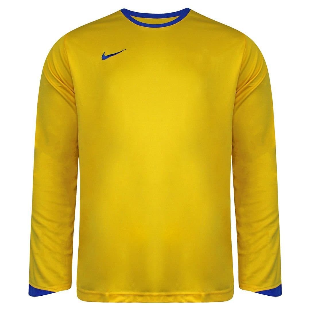 Nike Nike Men's Graphic Logo Long Sleeve Crew Neck Yellow/Blue Football Top in Yellow