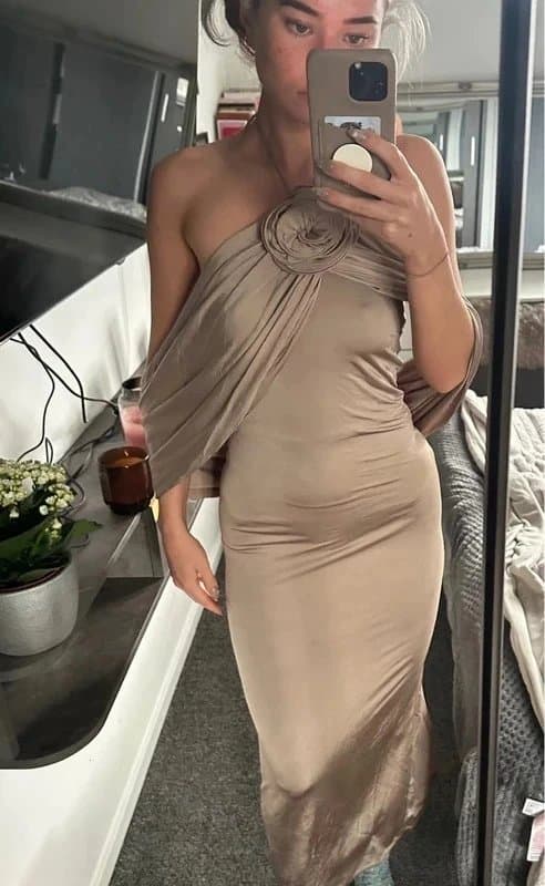 Zara Truffle drape luxury gown UK8