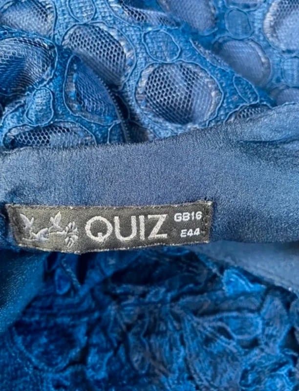Quiz Quiz Clothing Navy Blue Crochet & Mesh Overlay Skater Dress