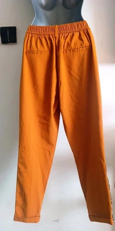 Bershka Bershka Rust Orange Slogan Side Stripe Trousers UK 10 12 Y2K Streetwear
