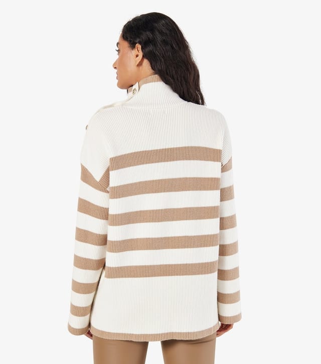 Apricot Women's Stone Stripe Button Shoulder Jumper Apricot New Look - 3