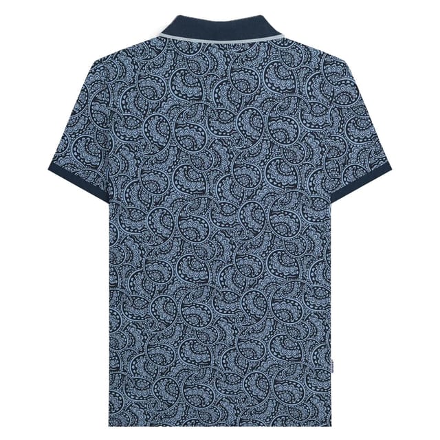 Lambretta Lambretta Men's AW24 Paisley Tonal Polo Shirt in Dark Navy - 2