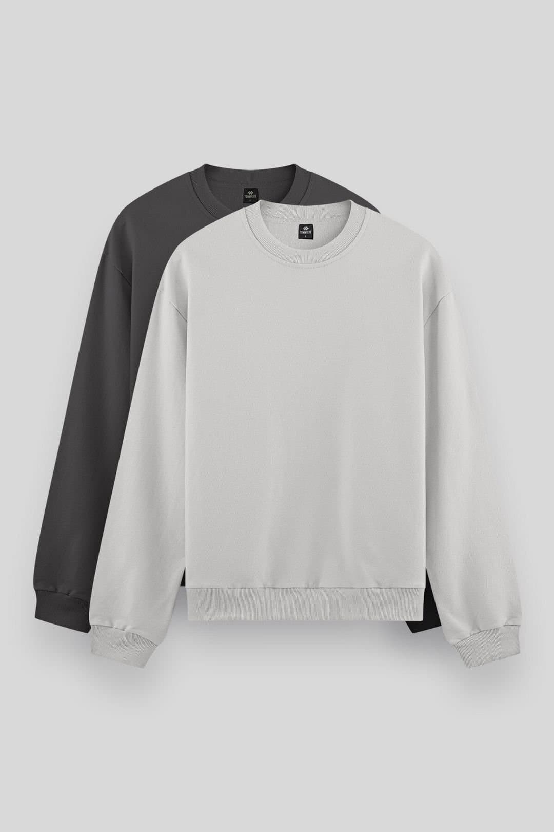 Tommy Life Tommy Life Men's Plain Crew Neck Sweatshirt in Grey