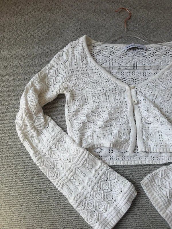 Bershka White crochet cardigan