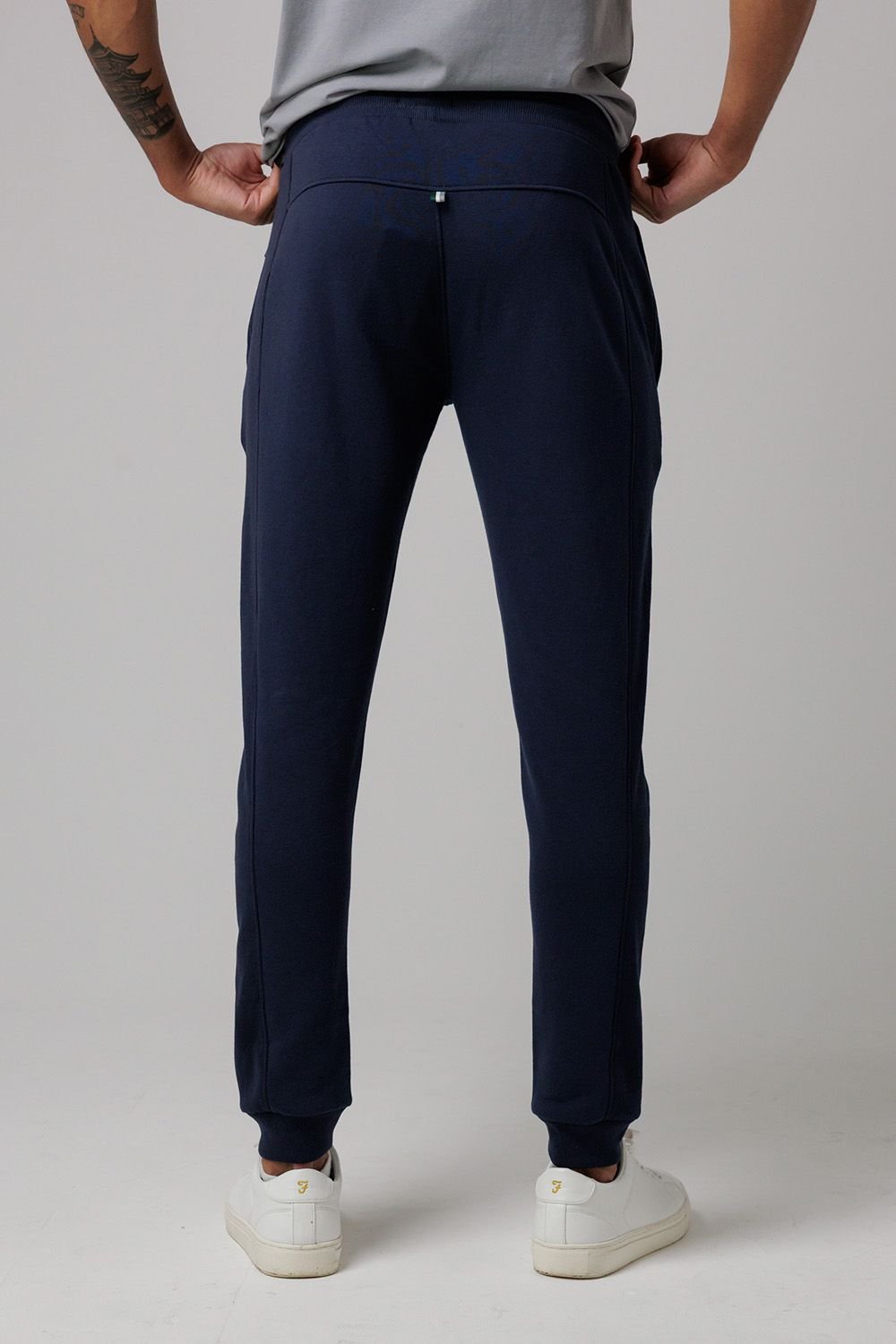 Santa Barbara Polo & Racquet Club Santa Barbara Polo & Racquet Club Men's Cotton Rich Joggers with Ribbed Side Panels & Drawstring Waist in Navy - 2