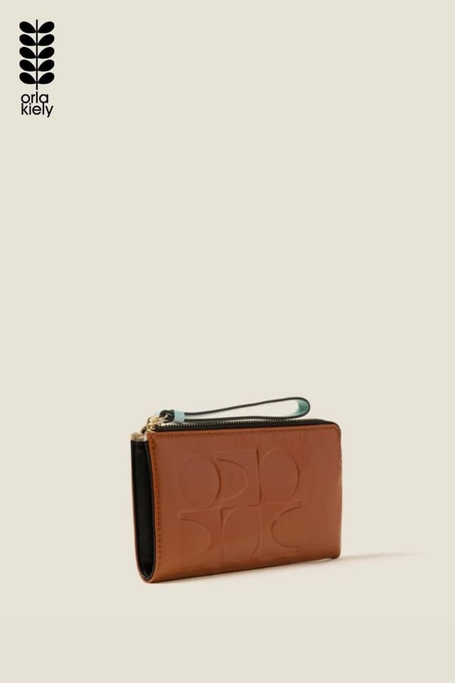 Orla Kiely Orla Kiely Women's Hold On Leather Wristlet - OK Colourblock Sienna in Brown - 2