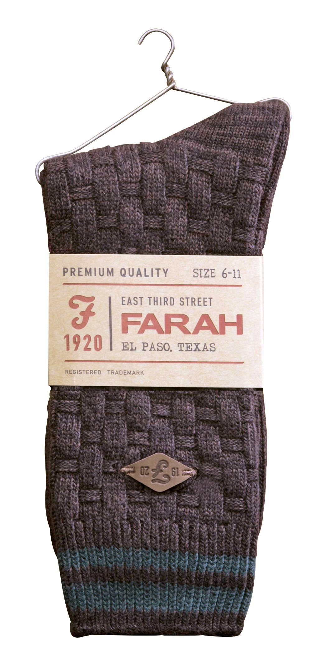 Farah FARAH Men's 2 Pack Thick Cotton Chunky Knitted formal Boot Socks in Brown - 2