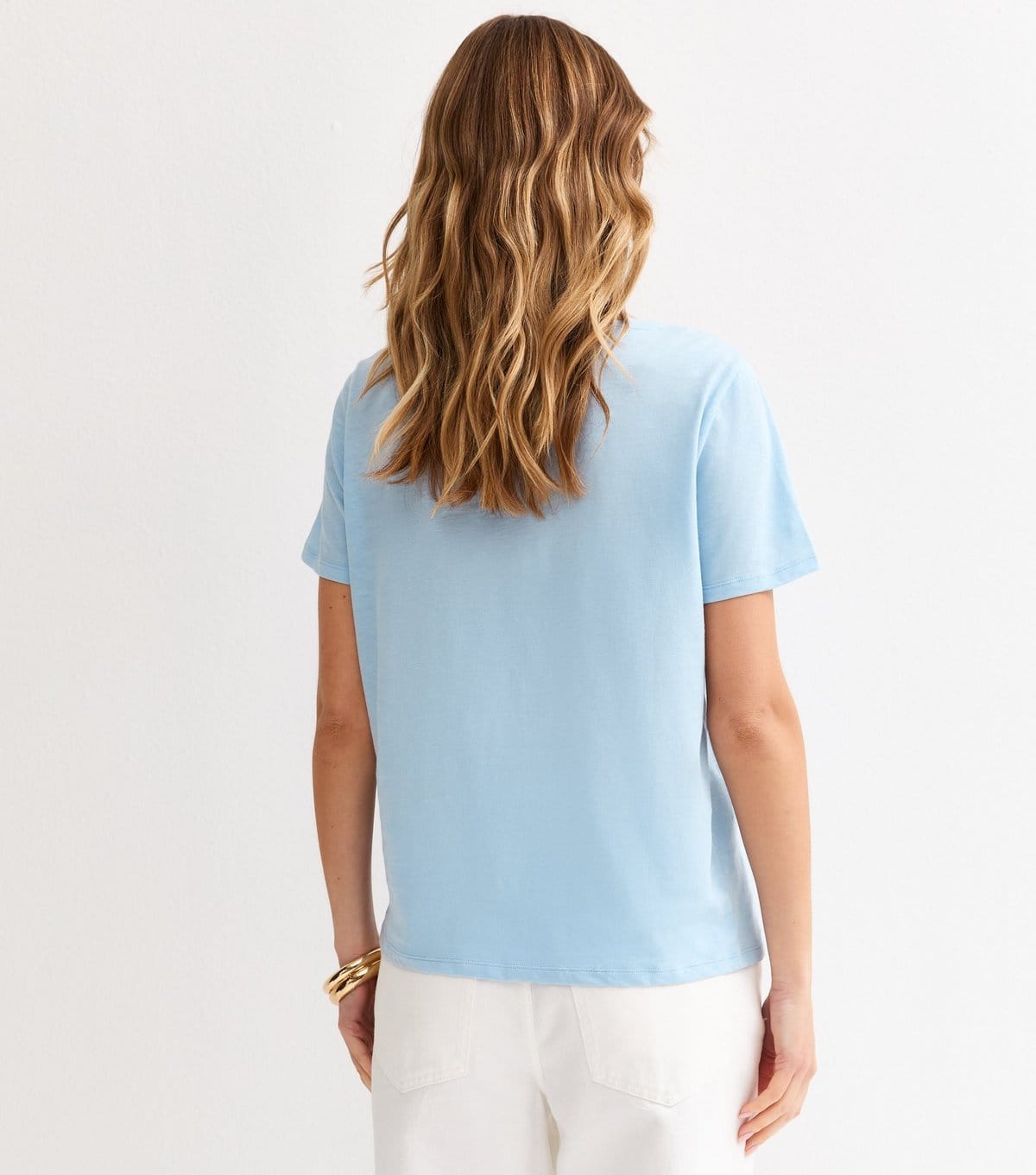 New Look Women's Light Blue Cotton V-Neck T-Shirt New Look - 4