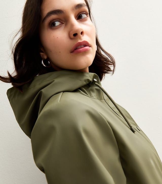 New Look Women's Dark Khaki Shower Resistant Lined Anorak Raincoat New Look - 3