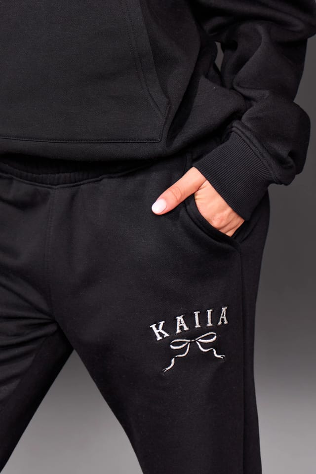Kaiia Kaiia Slogan Flared Joggers Black & Silver - 2