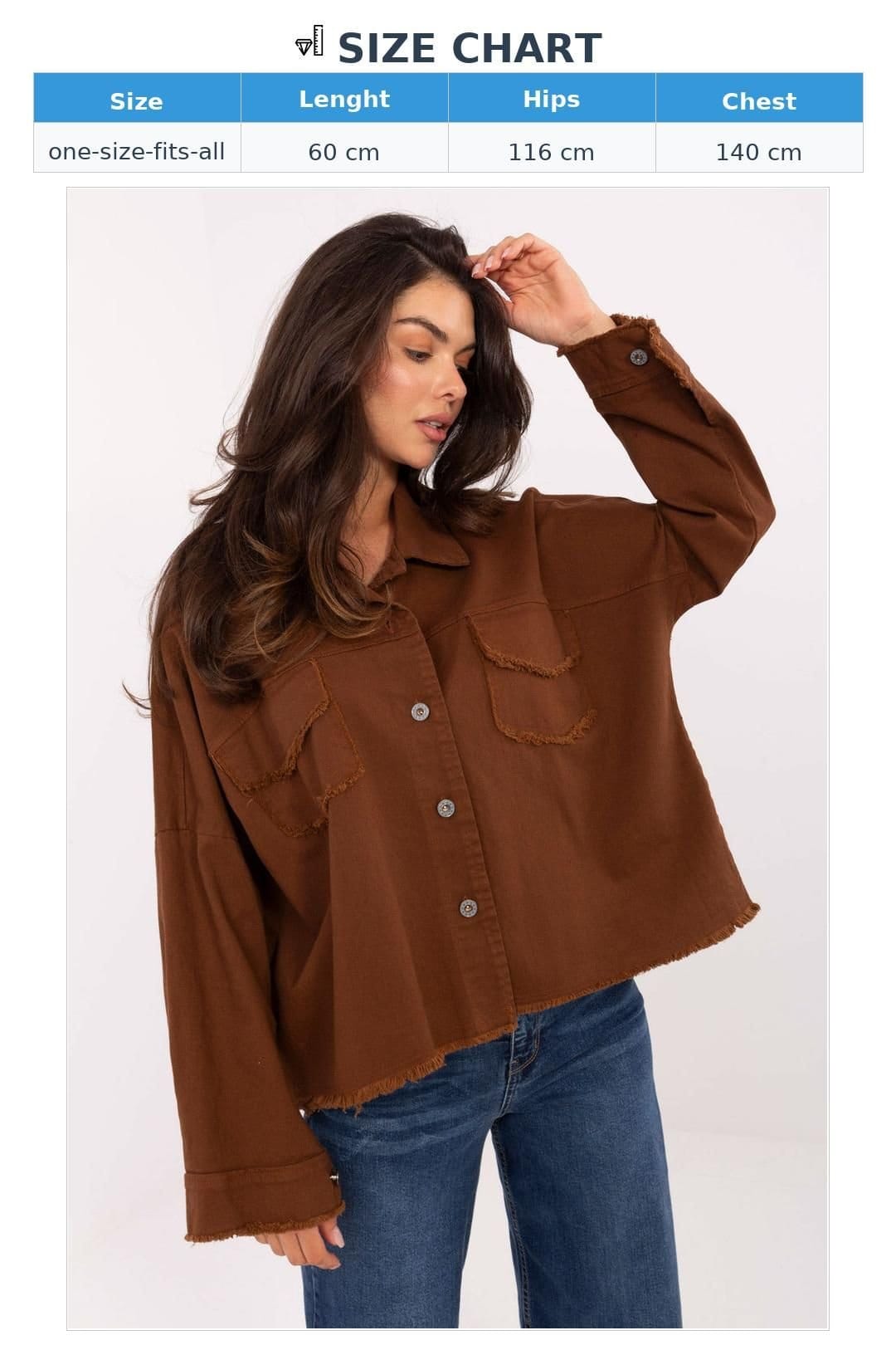 Love Lace Love Lace Women's Cotton Denim Long Sleeve Shirt with Chest Pockets in Brown - 4