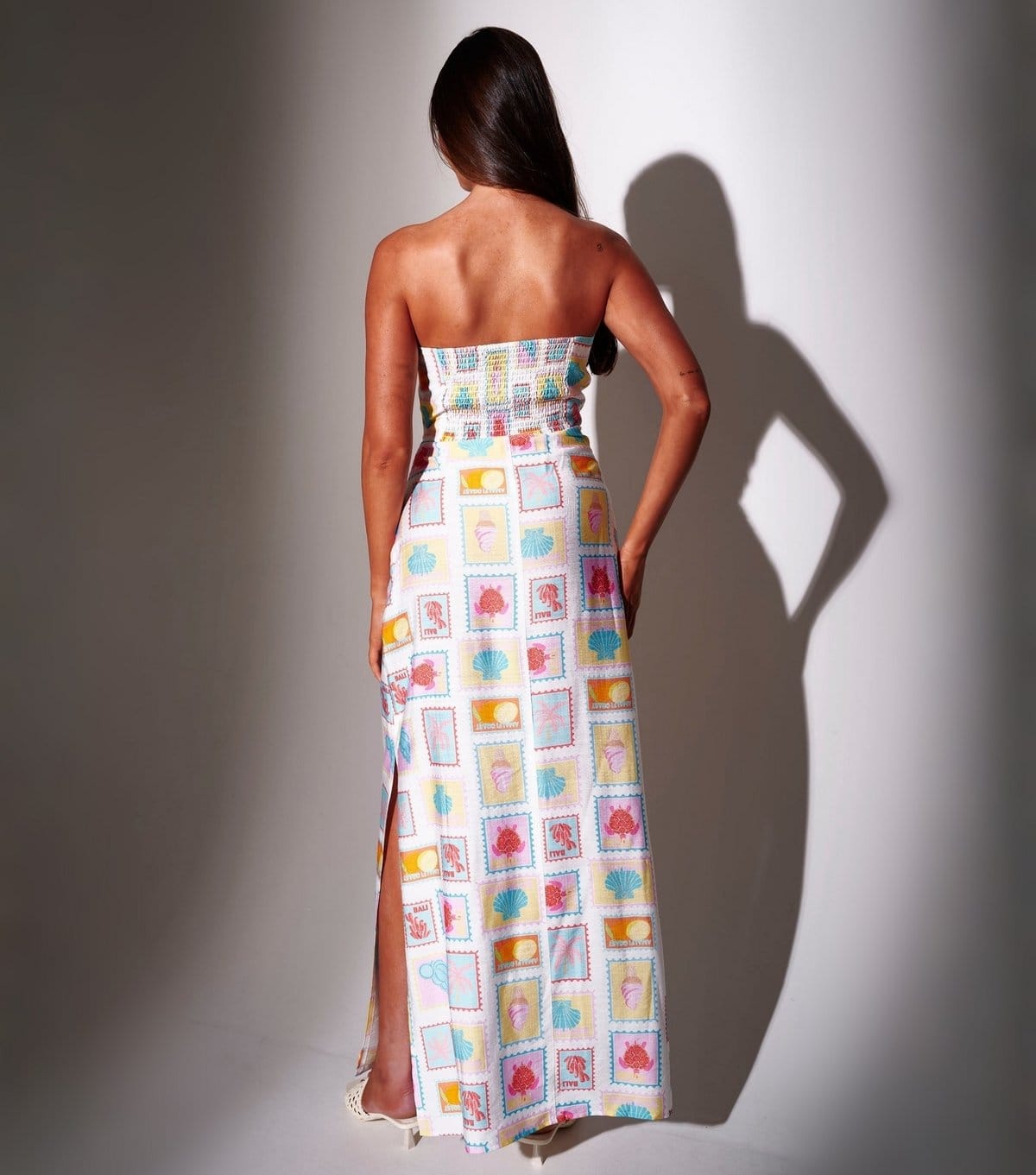 Unknown Women's South Beach Multicoloured Postcard Print Bandeau Maxi Dress  New Look - 4
