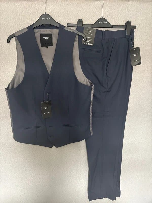 New Look Mens navy pants and waistcoat