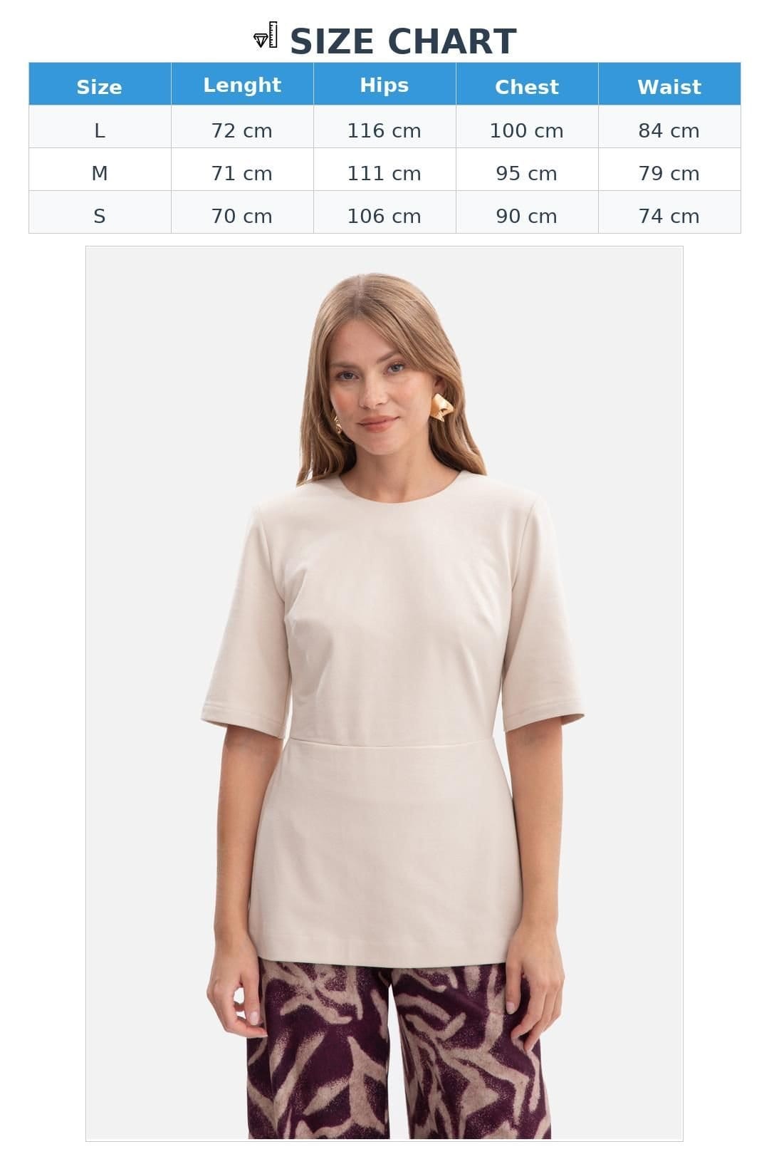 Love Lace Love Lace Women's Smooth Sweatshirt Blouse with Peplum in Beige - 4