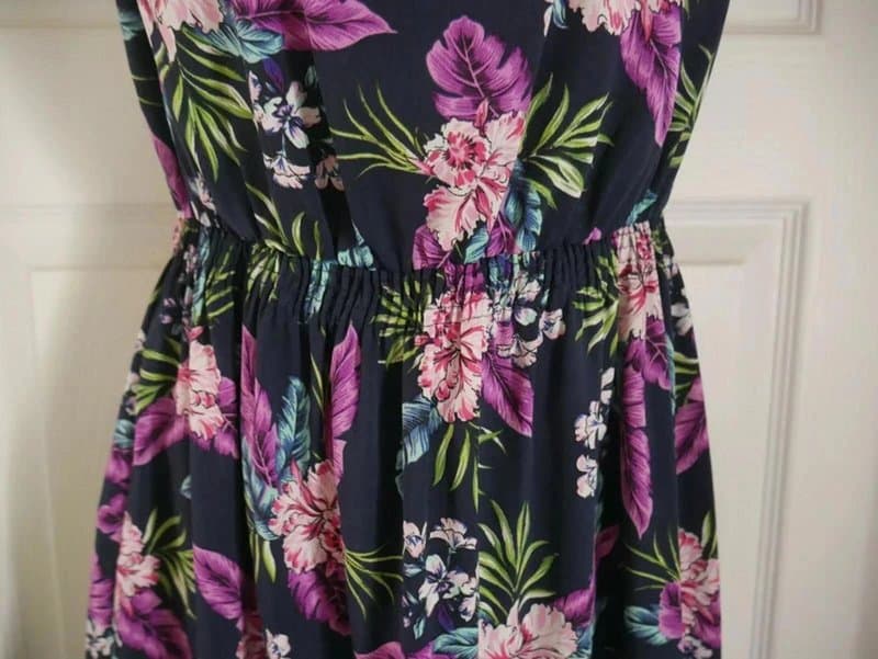New Look New Look Dress Ladies Size 8 Pink Purple Floral Tea Dress Bow Detail Back