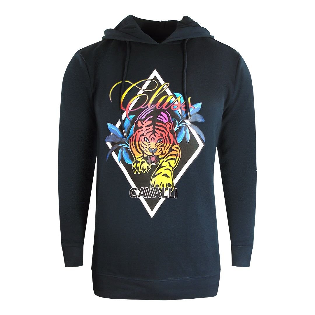 Cavalli Class Cavalli Class Men's Diamond Tiger Design Black Hoodie - 3
