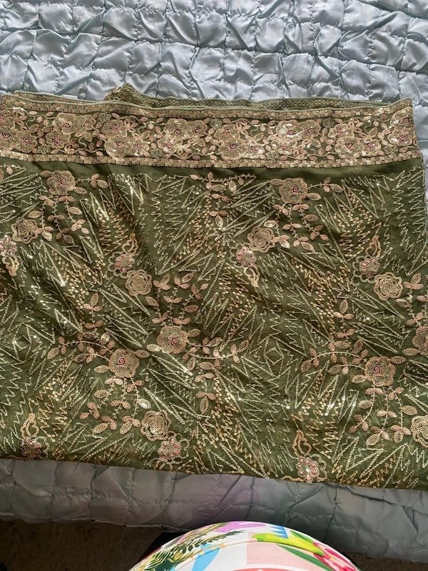 Green Green Pashmina Shawl wrap Sequins very large - 1
