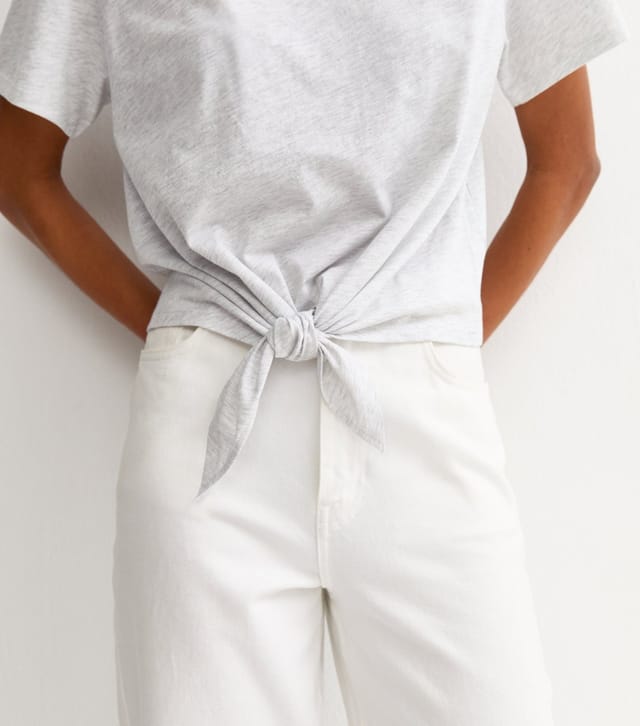 New Look Women's Light Grey Tie Front T-Shirt New Look - 3
