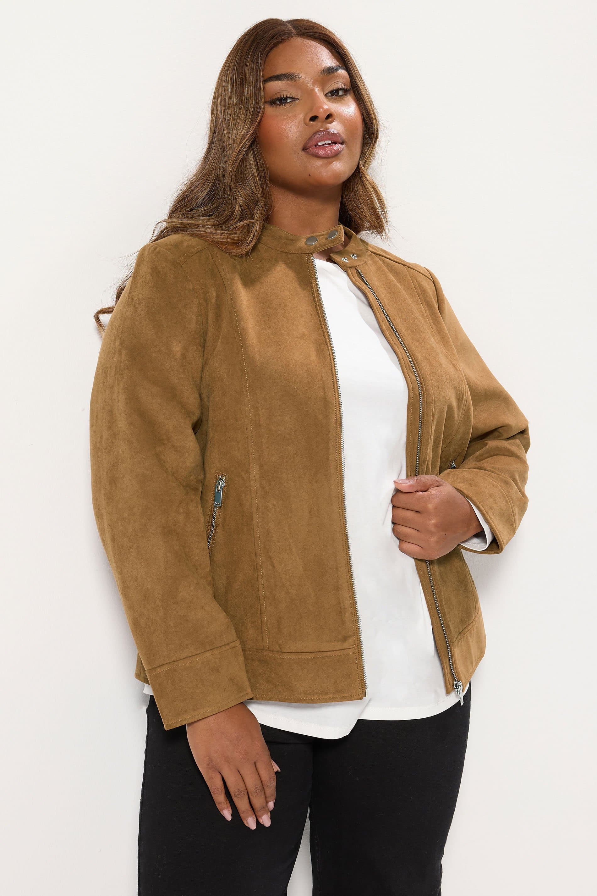 Yours Plus Size Brown Faux Suede Jacket