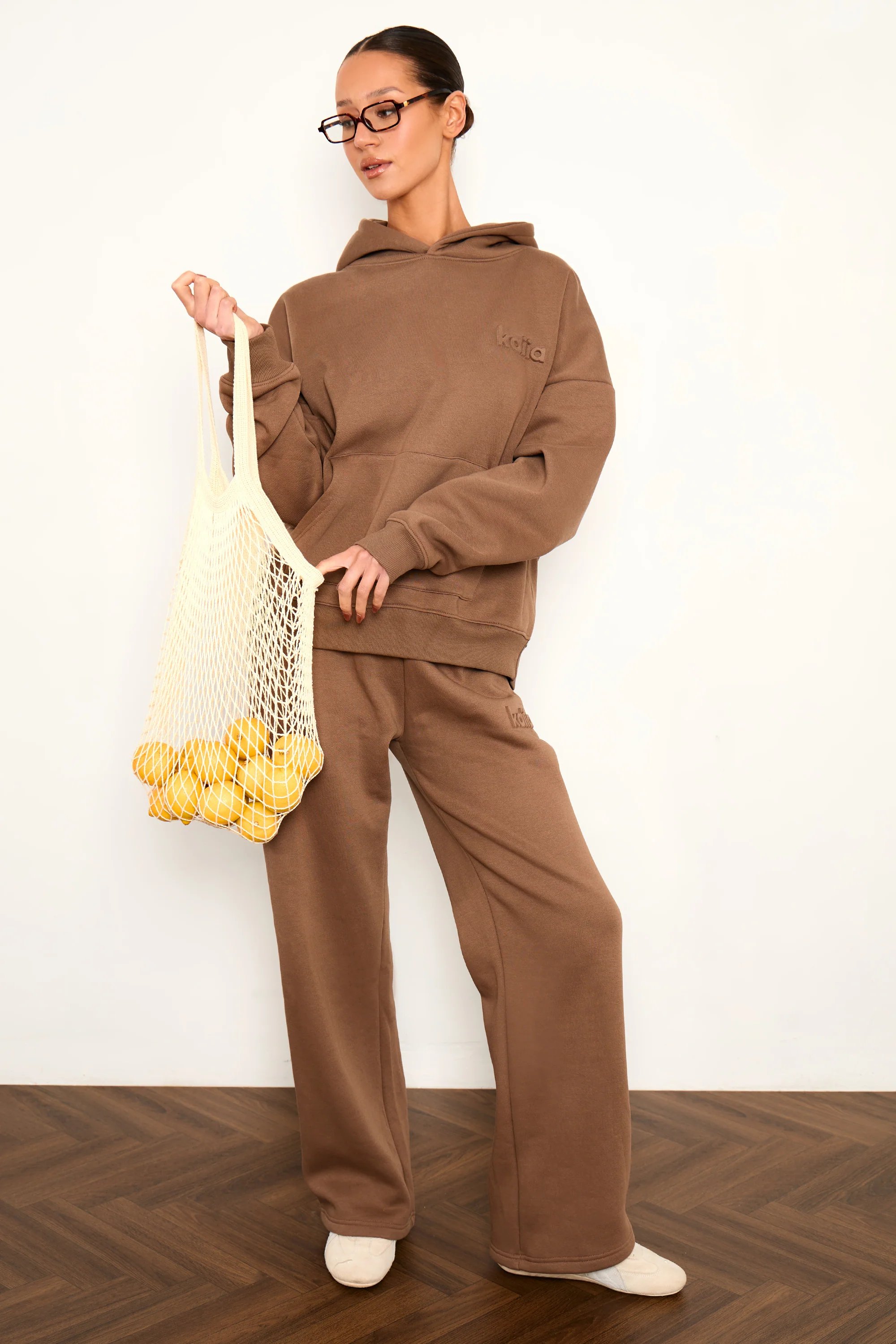 Kaiia Kaiia Studio Embossed Oversized Hoodie Caramel - 4