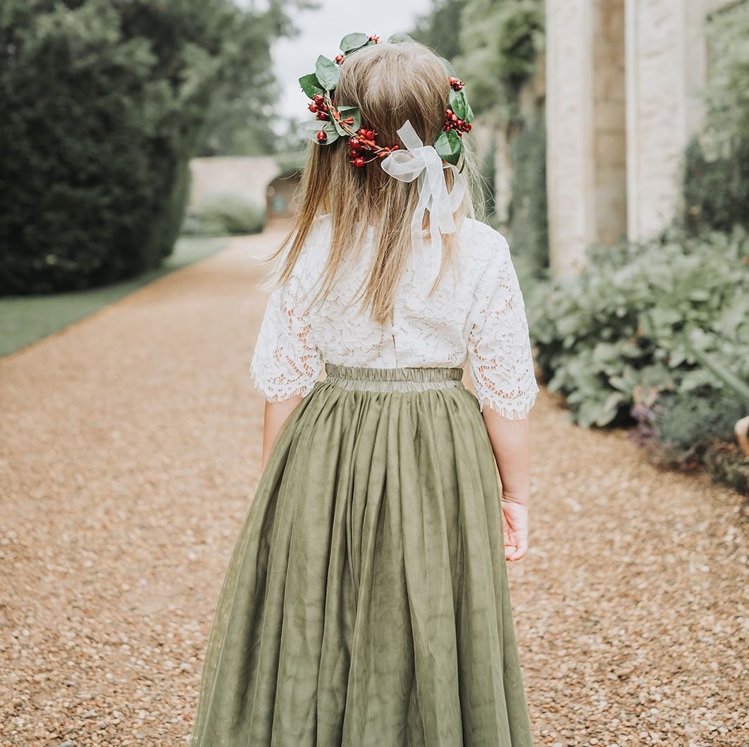 UK Flower Girl Boutique UK Flower Girl Boutique Women's Felicity Couture Flower Girl Set - Olive Green - 2