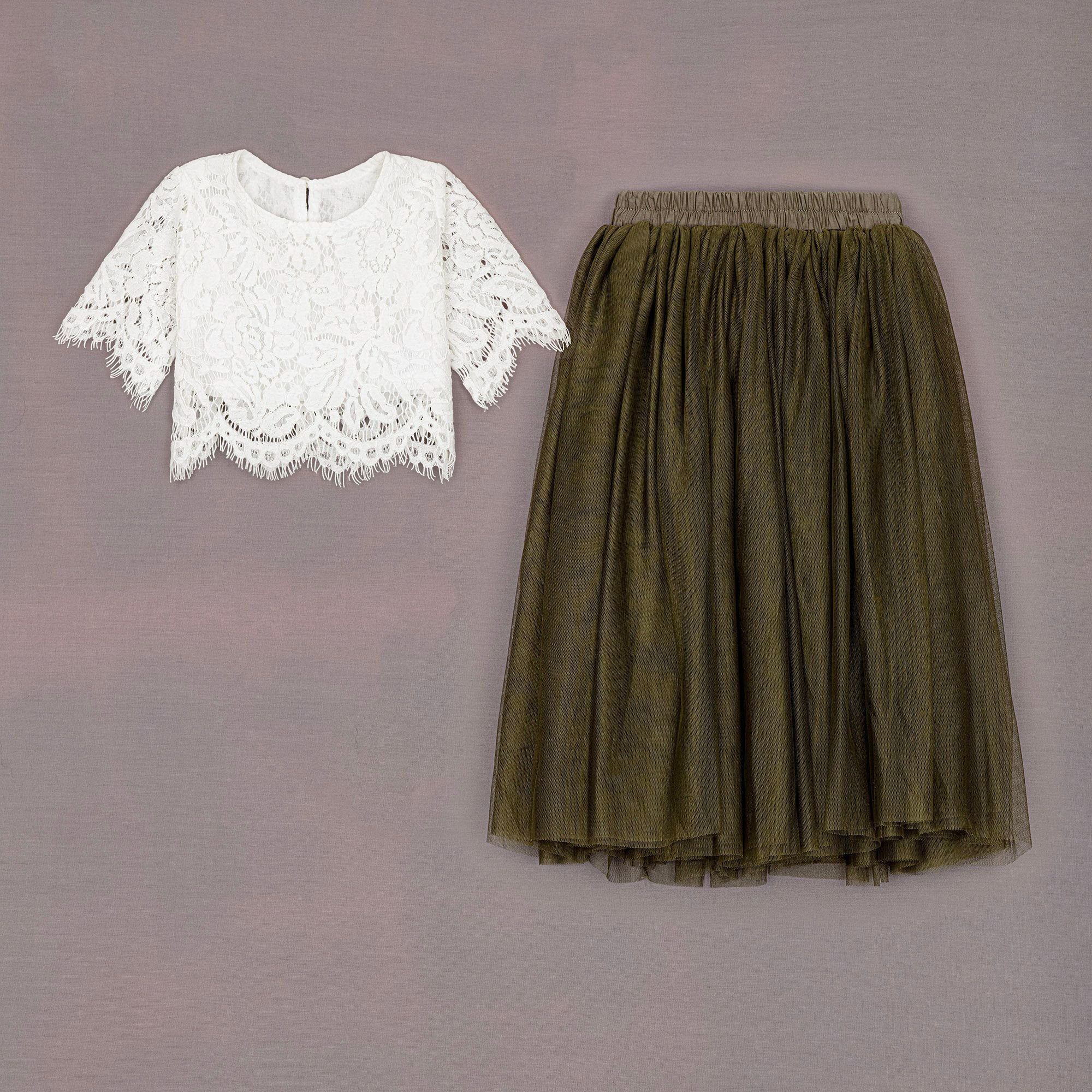 UK Flower Girl Boutique UK Flower Girl Boutique Women's Felicity Couture Flower Girl Set - Olive Green - 4