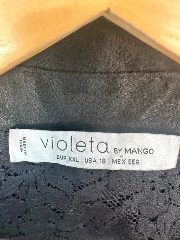 Mango Mango women’s black lace long sleeve relax fit blouse size XXL romantic summer occasion ware