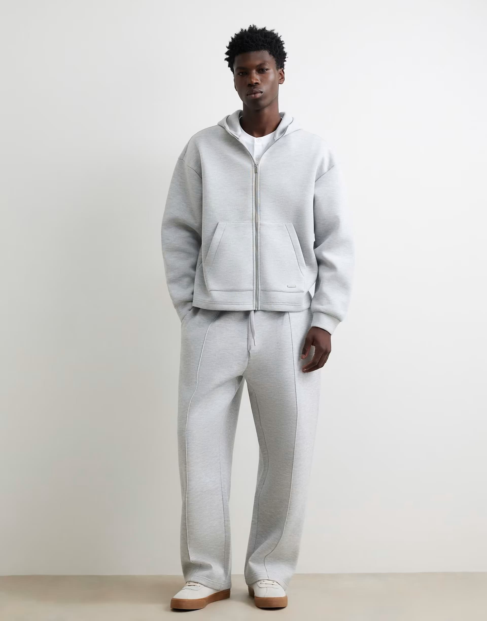 ASOS River Island Premium wide leg joggers in grey - marl