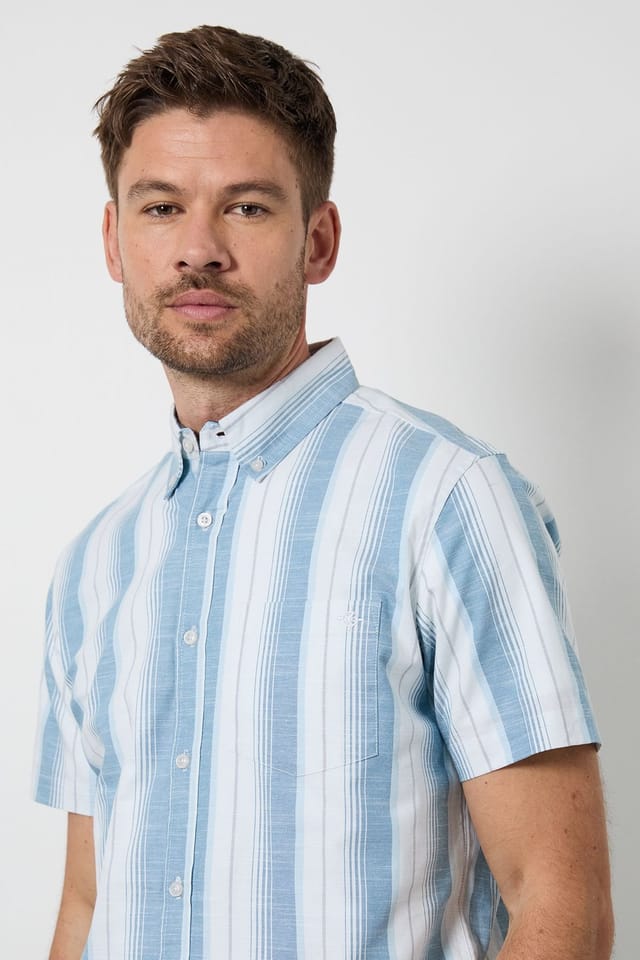 Maine Maine Men's Teal Stripe Short Sleeve Shirt - 2