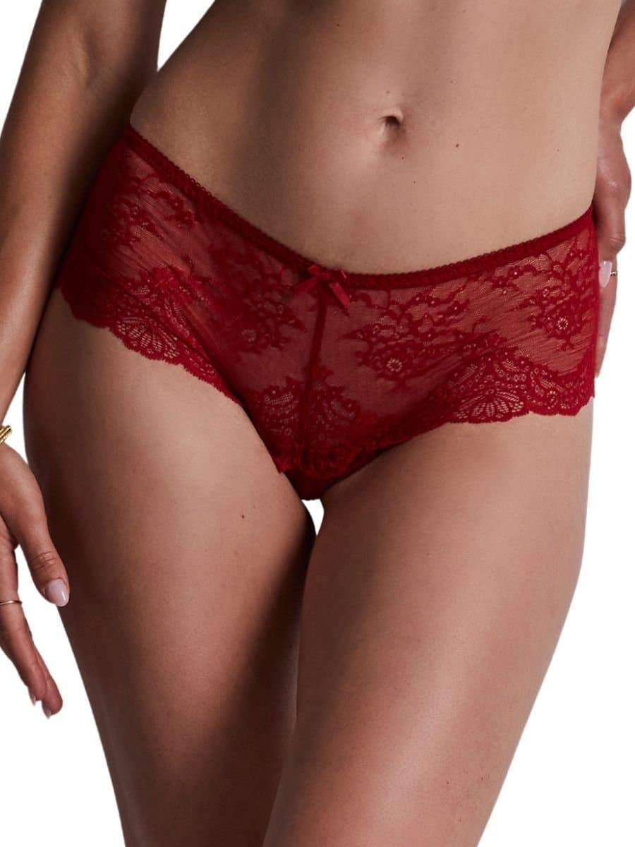 Aubade Aubade Red Lace Cheeky Short in Cotton