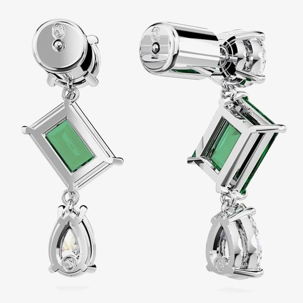 Swarovski Swarovski Women's Mesmera Green Mixed Cut Rhodium Plated Dropper Earrings 5665878 in Silver - 2