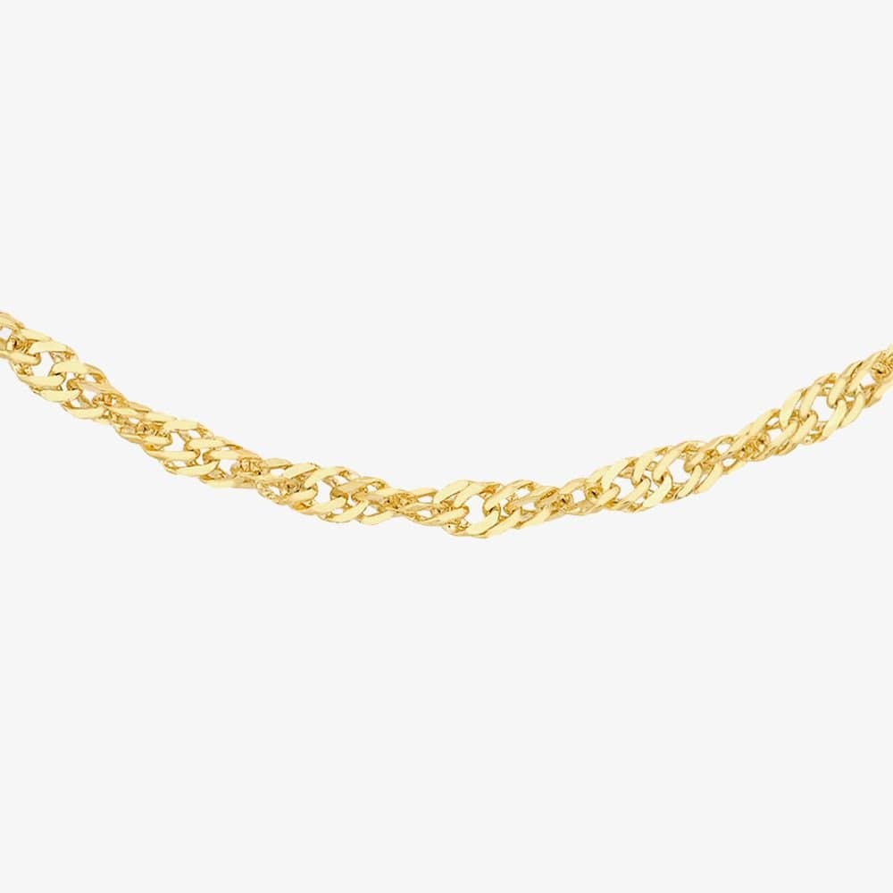 T.H.Baker T.H.Baker Women's 9ct Yellow Gold 51cm Diamond-Cut Twisted Curb Chain