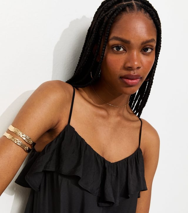 New Look Women's Black Ruffle Trim Cami Midi Dress New Look - 2