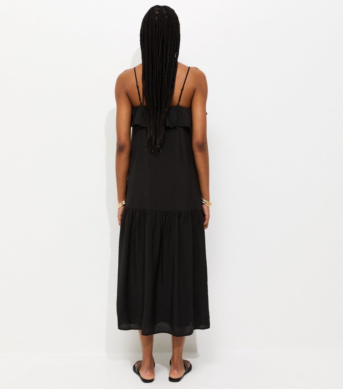 New Look Women's Black Ruffle Trim Cami Midi Dress New Look - 4