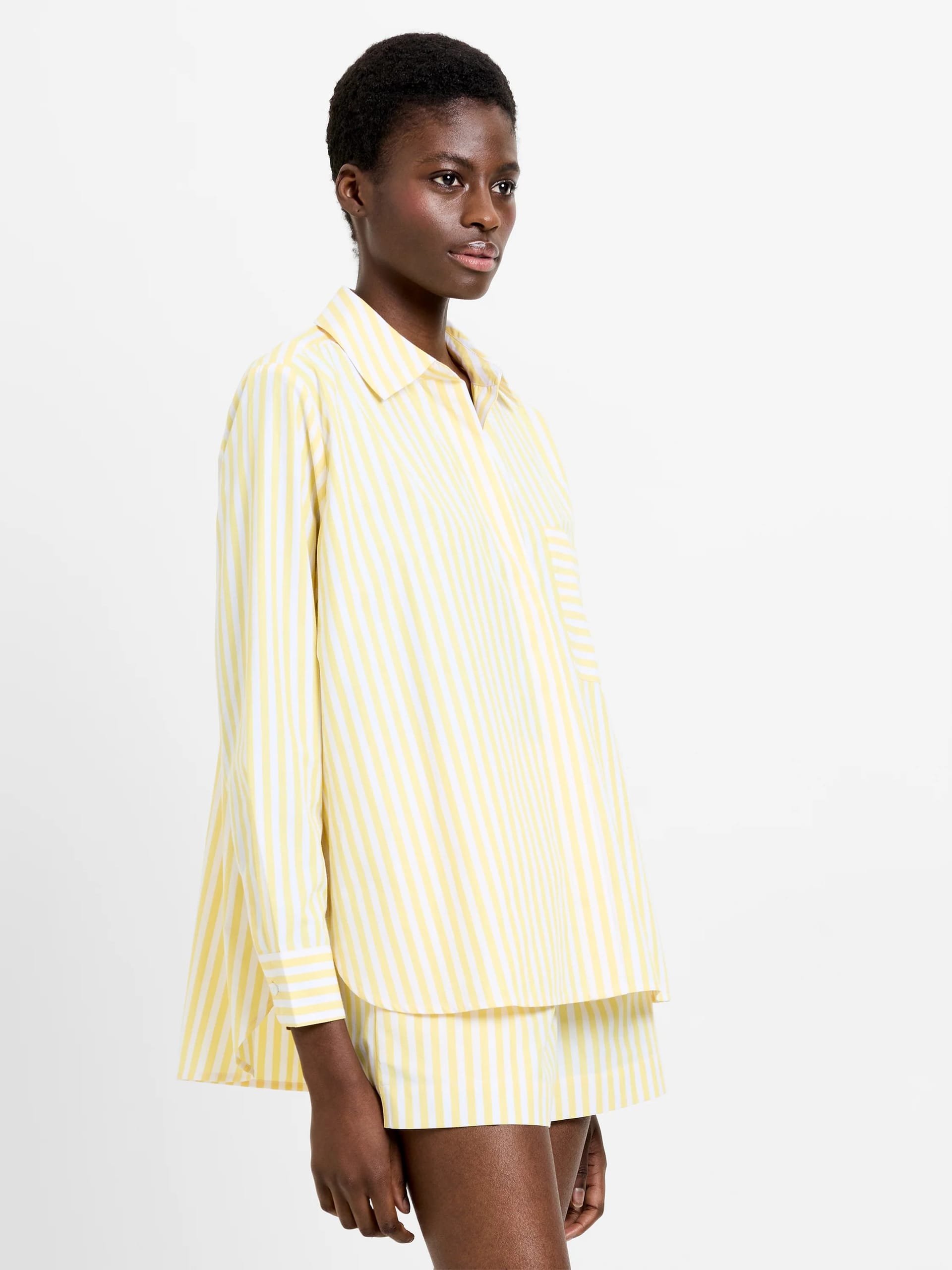 French Connection Yellow/White Striped Popover Shirt