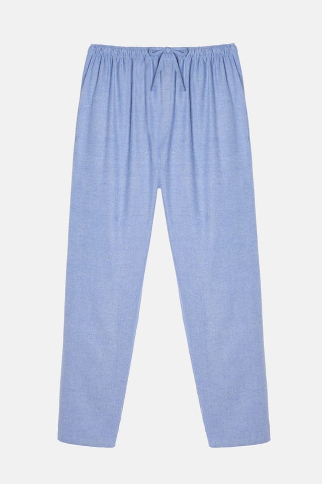 British Boxers British Boxers Men's "Staffordshire Blue" Herringbone Brushed Cotton Pyjama Trousers in Light Blue - 2